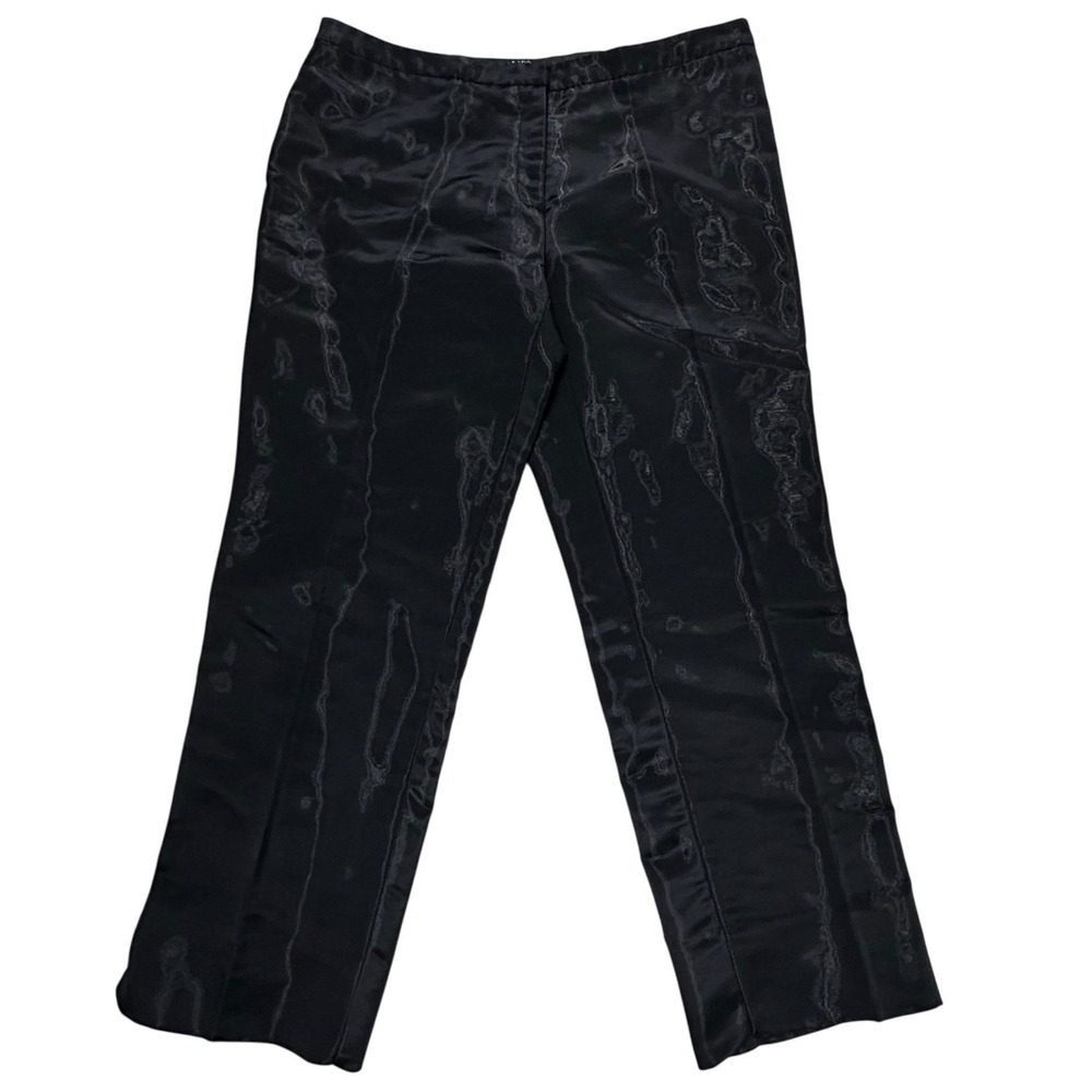 BCBG Max Azria Collection Black‎ Jacquard Pants 10 Ankle 90s Cyber Office Siren
